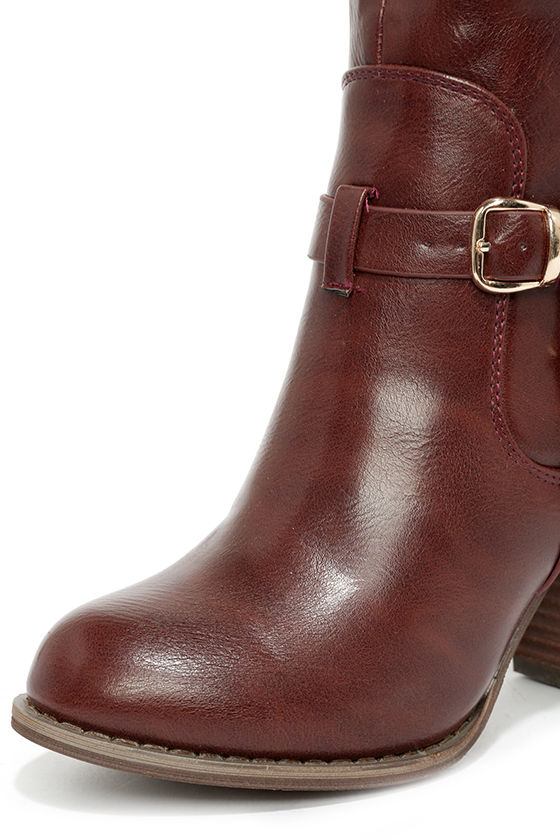 wine leather knee high boots