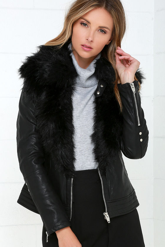Blank Nyc Control Freak Vegan Leather Jacket Faux Fur Blank Nyc Control Freak Black Vegan Leather Jacket