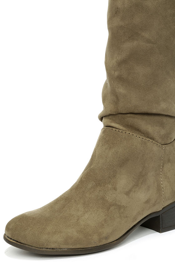 suede knee boots taupe