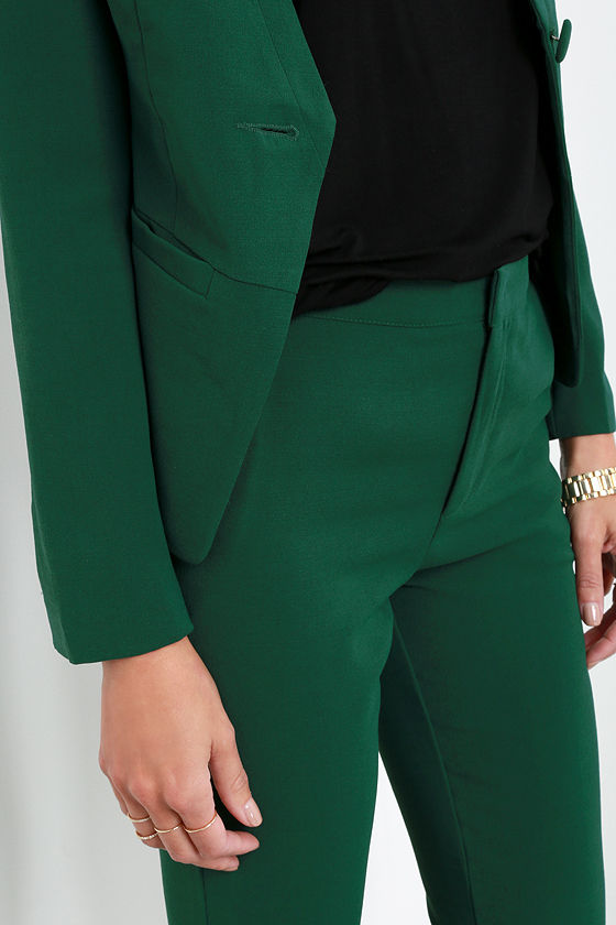 dark green pants suit womens