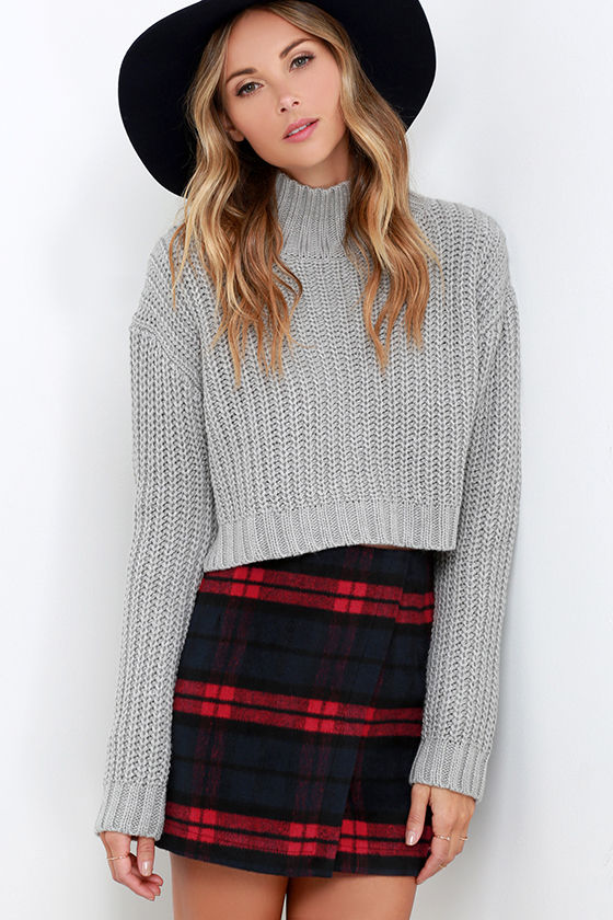 Cute Red Navy Plaid Skirt Envelope Skirt Flannel Skirt 52.00