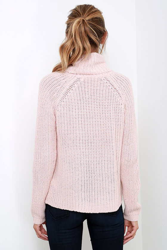 Blush Pink Sweater Long Sleeve Top Cowl Neck Sweater 66.00