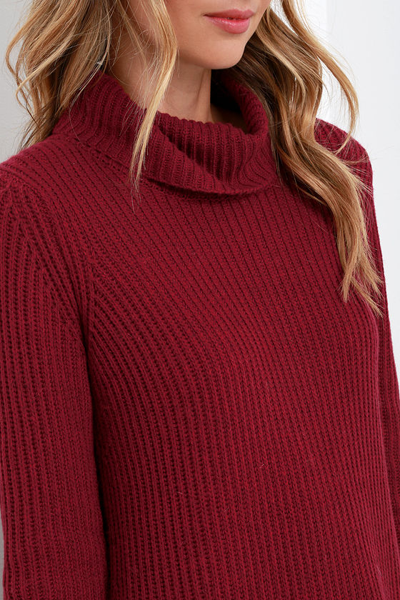 Cute Wine Red Dress Knit Dress Sweater Dress 61.00