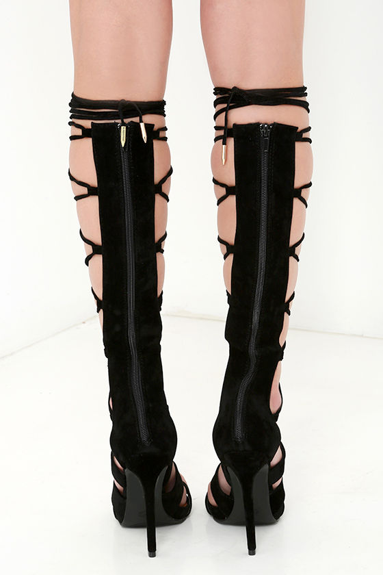 Sexy Black Heels - Lace-Up Heels - Caged Heels - $49.00