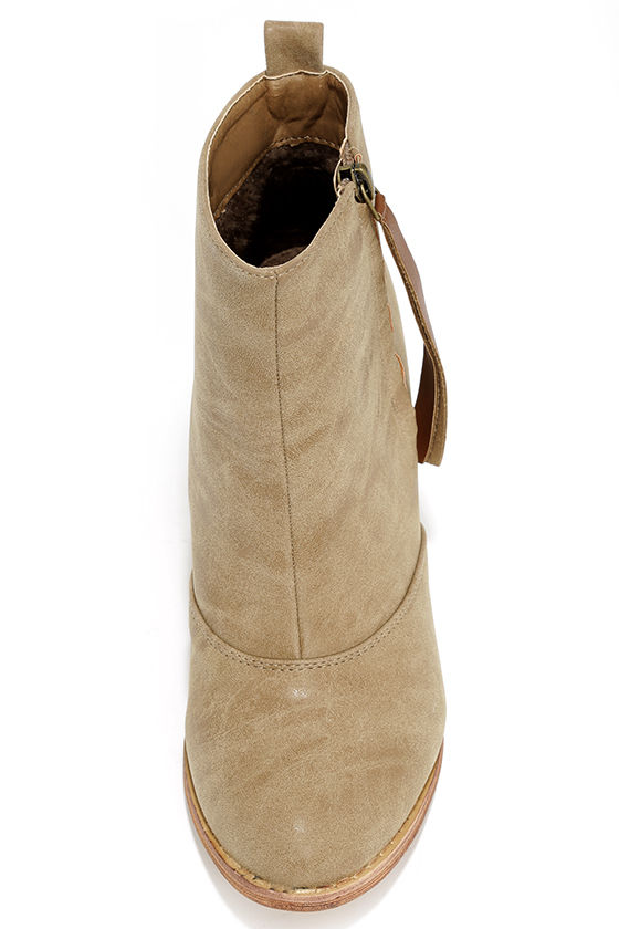 beige booties with heel