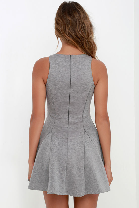 Cute Heather Grey Dress Pleated Dress Sleeveless Dress 48.00