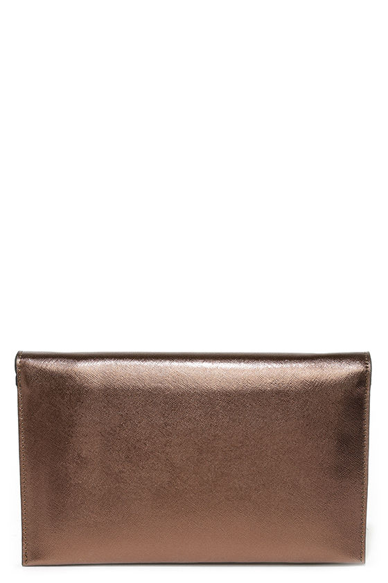 Chic Bronze Clutch Metallic Clutch Vegan Leather Purse 32.00