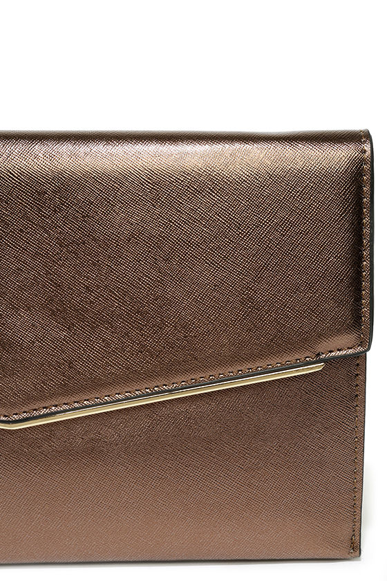 Chic Bronze Clutch Metallic Clutch Vegan Leather Purse 32.00