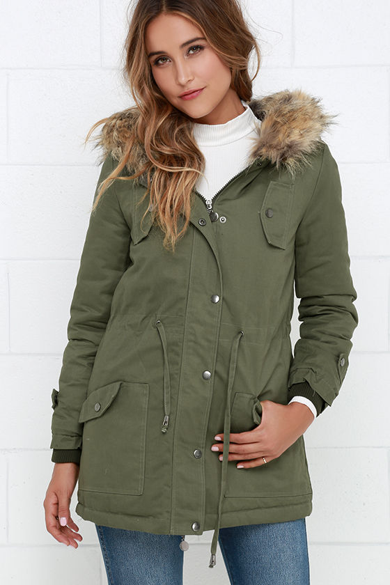 french connection olive green parka