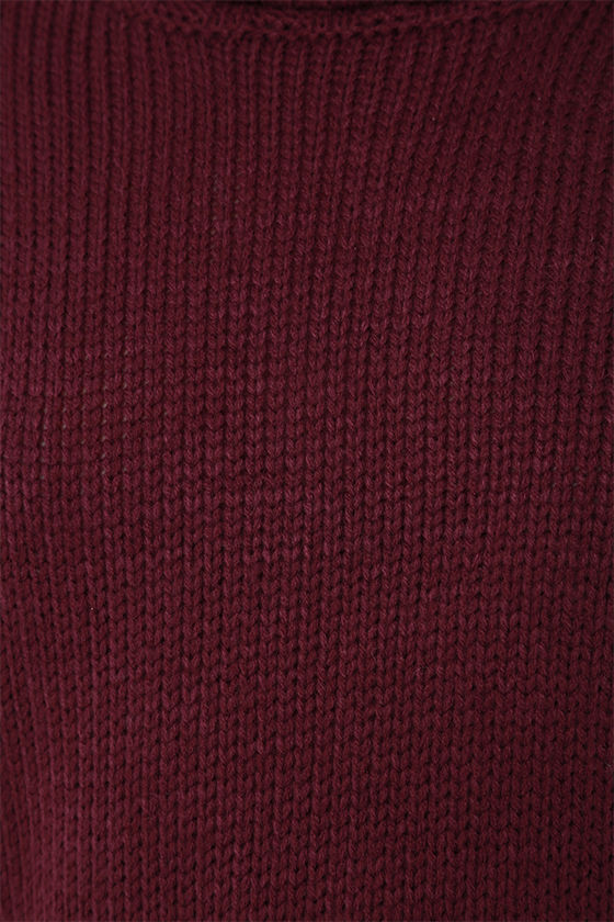 Burgundy Sweater - Turtleneck Sweater - Long Sleeve Top - $46.00
