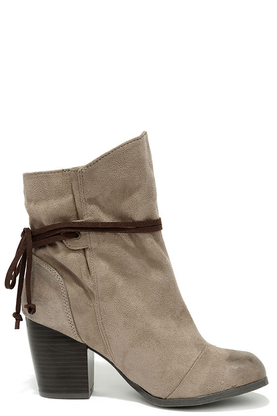 taupe pull on ankle boots