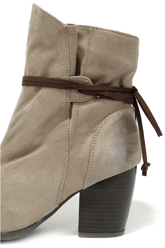 Cute Taupe Boots - Slouchy Boots - Ankle Boots - $36.00