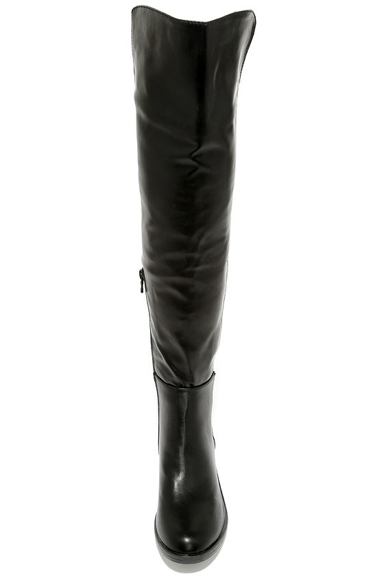 Cute Black Boots - Over the Knee Boots - Vegan Leather Boots - $49.00