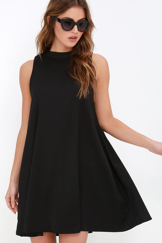 Chic Swing Dress - Black Dress - Black Sleeveless Dress