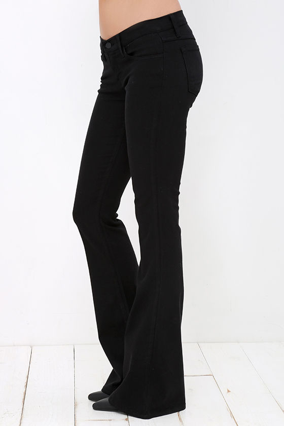 Black Jeans - Flare Jeans - Mid-Rise Jeans - $64.00