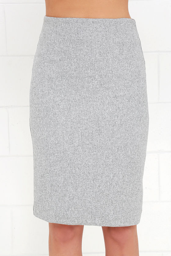 silver grey pencil skirt