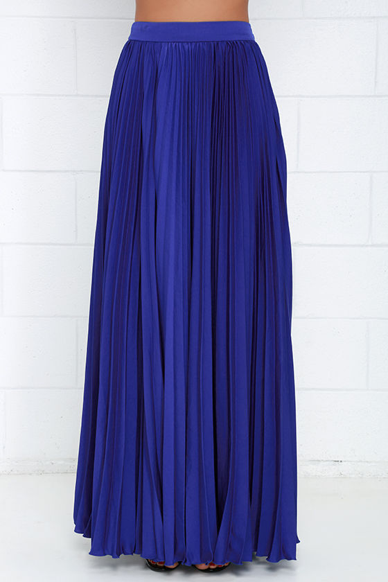 Pretty Royal Blue Skirt Maxi Skirt Accordion Pleated Skirt 139.00