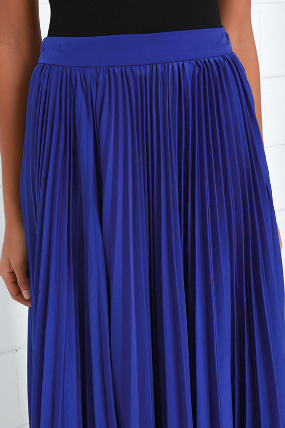 Pretty Royal Blue Skirt Maxi Skirt Accordion Pleated Skirt 13900
