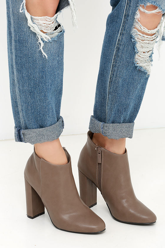 Cute Beige Booties - Vegan Leather Booties - High Heel Booties - $34.00