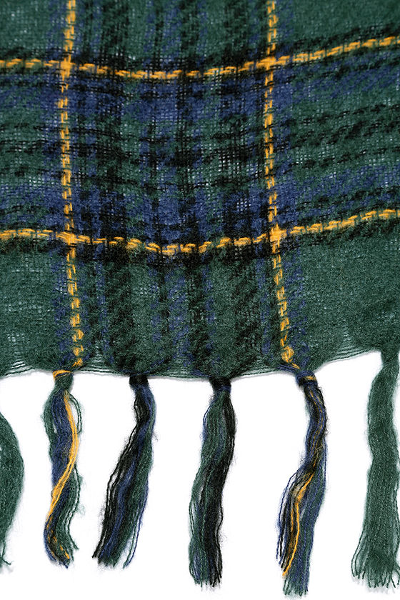 Cute Blue Scarf - Green Scarf - Plaid Scarf - $18.00