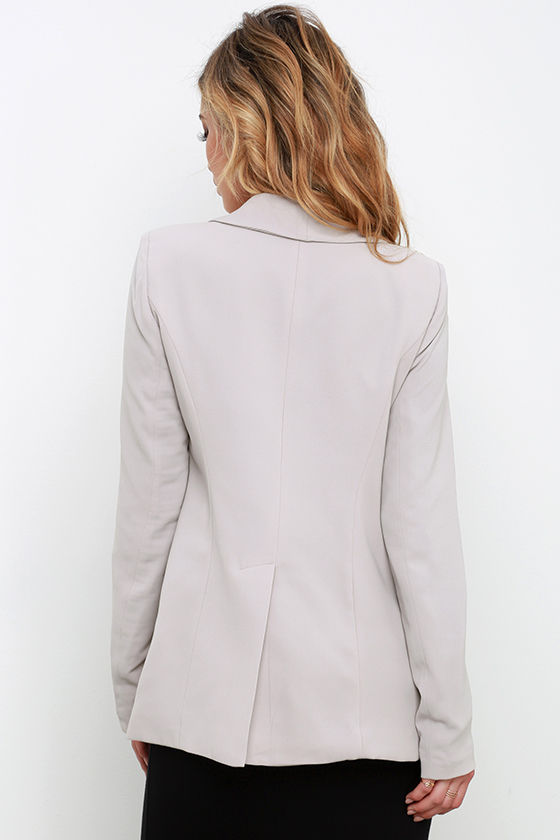 Light Grey Blazer - Long Sleeve Top - Jacket - $64.00