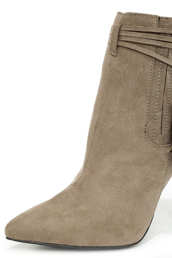 womens ankle booties taupe