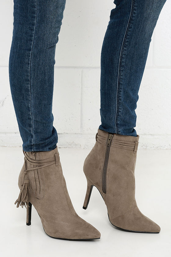 taupe booties women's