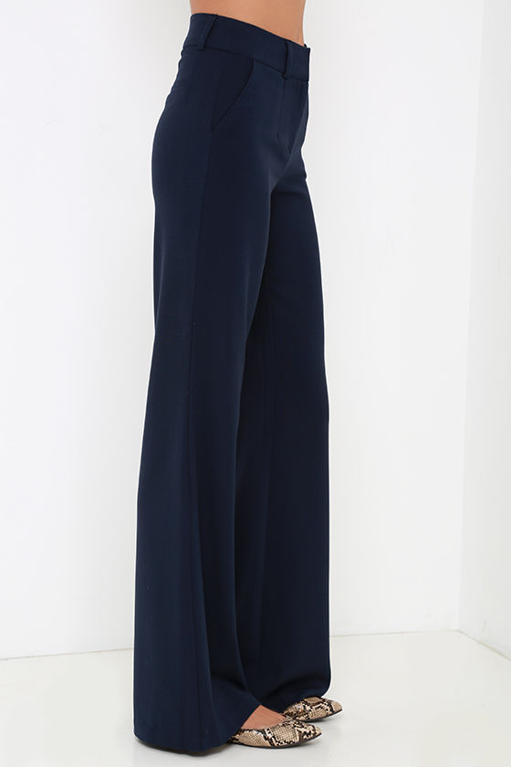 navy blue straight leg dress pants