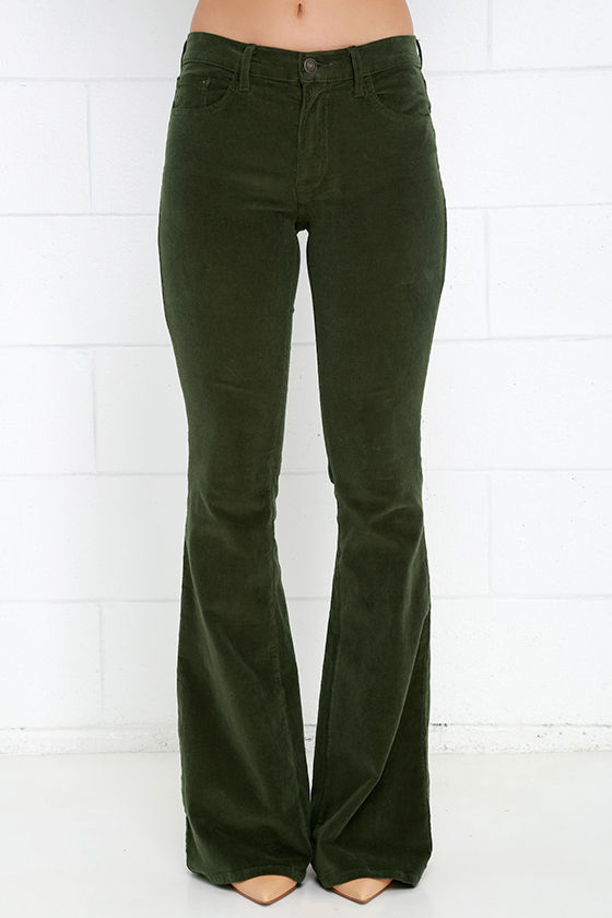 olive green flare pants