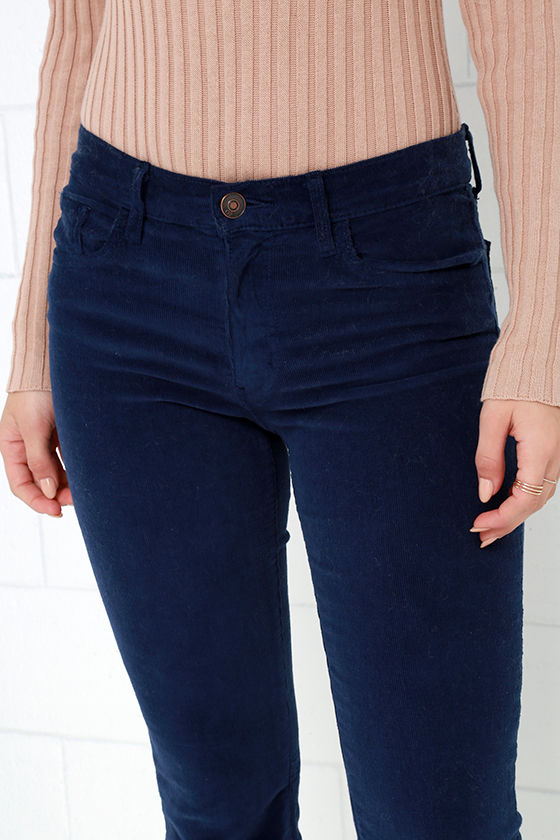Corduroy Pants Flare Pants Navy Blue Pants 78.00