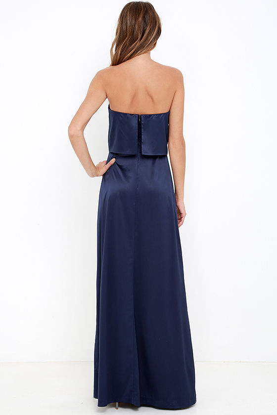 Leonard Cancan material maxi length dress Dahlia 0130501 Navy x Blue LL main image 1