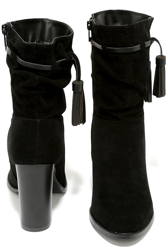 black boots with heels mid calf