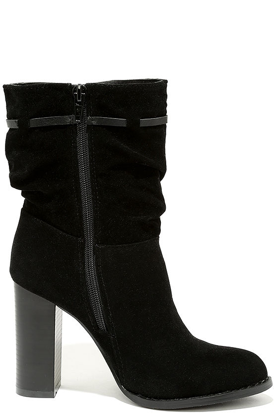black boots with heels mid calf