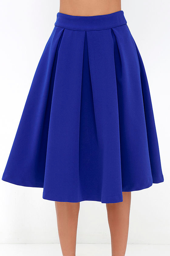 Lovely Royal Blue Skirt Blue Midi Skirt Pleated Midi Skirt 62.00