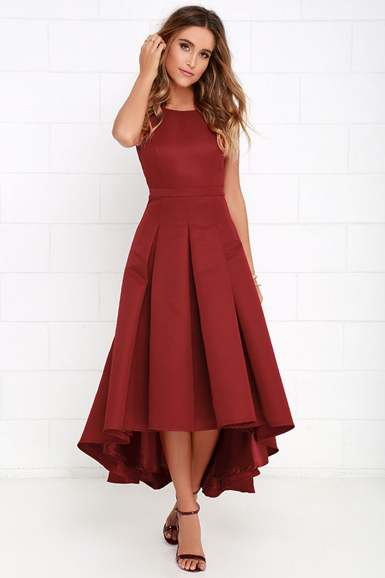 Lovely Wine Red Dress HighLow Dress Formal Dress 82.00