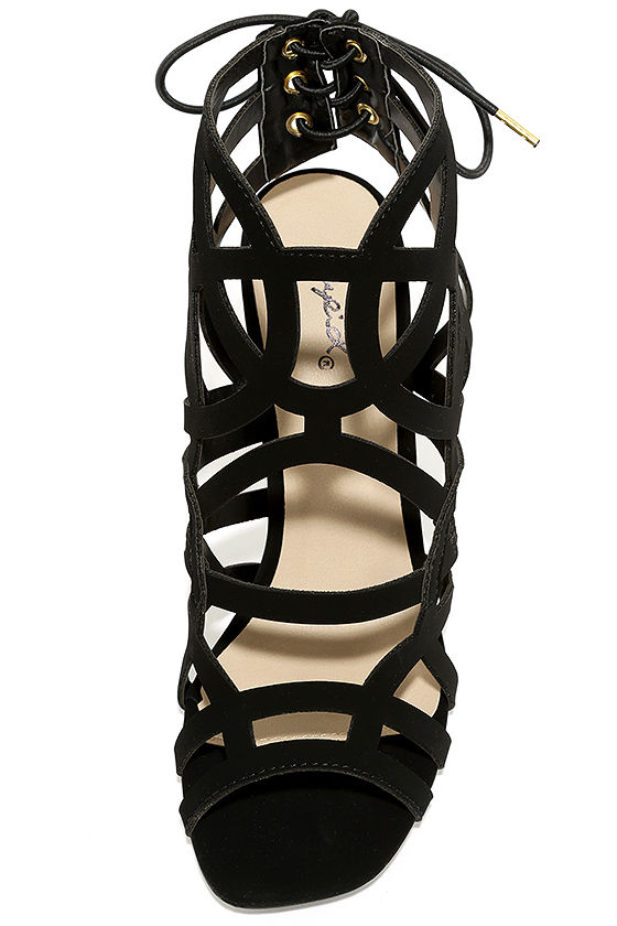caged low heels