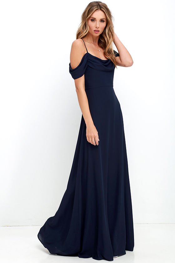 Navy Blue Gown - Maxi Dress - Navy Blue Dress - $72.00