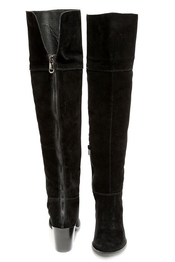 black suede under knee boots