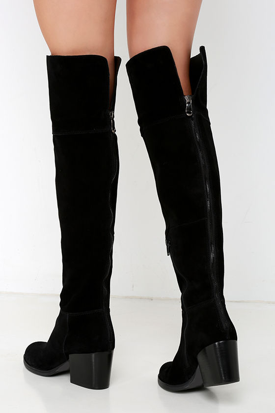 Cute Black Suede Boots - Over the Knee Boots - OTK