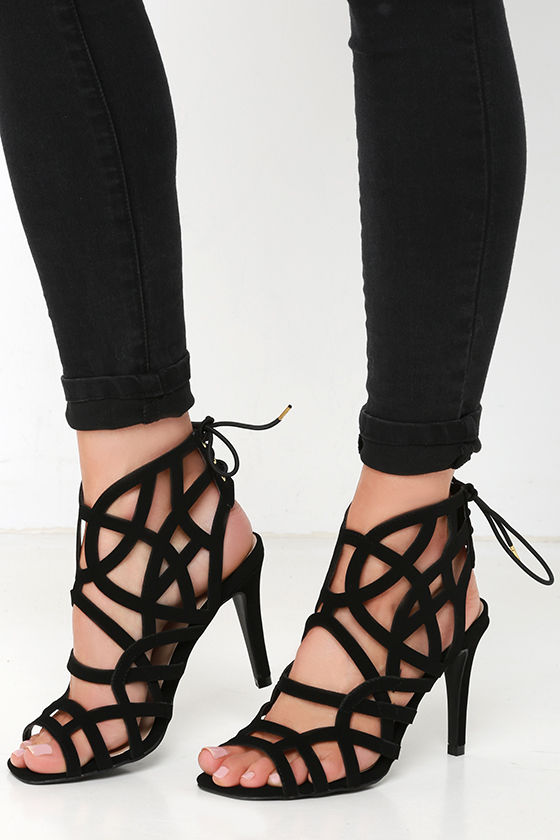 caged low heels