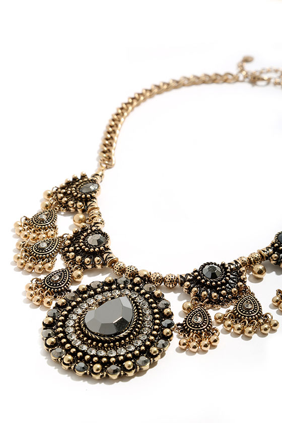 Lovely Gold Necklace Rhinestone Necklace Statement Necklace 25 00 lovely-gold-necklace-rhinestone-necklace-statement-necklace-25-00