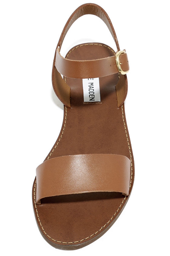 Cute Tan Sandals - Leather Sandals - Flat Sandals - $59.00
