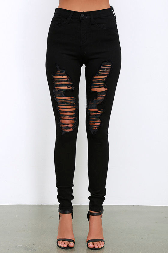 black distressed jeans womens
