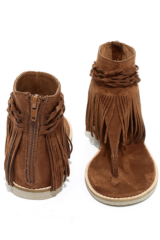 Cute Brown Sandals - Fringe Sandals - Thong Sandals - $79.00