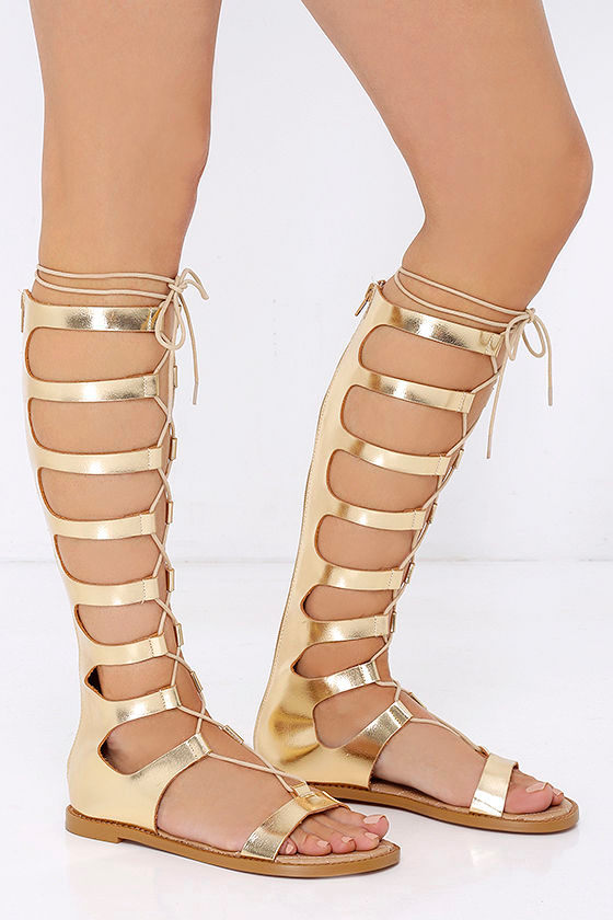 Cute Gold Sandals - Tall Sandals - Gladiator Sandals - $79.00