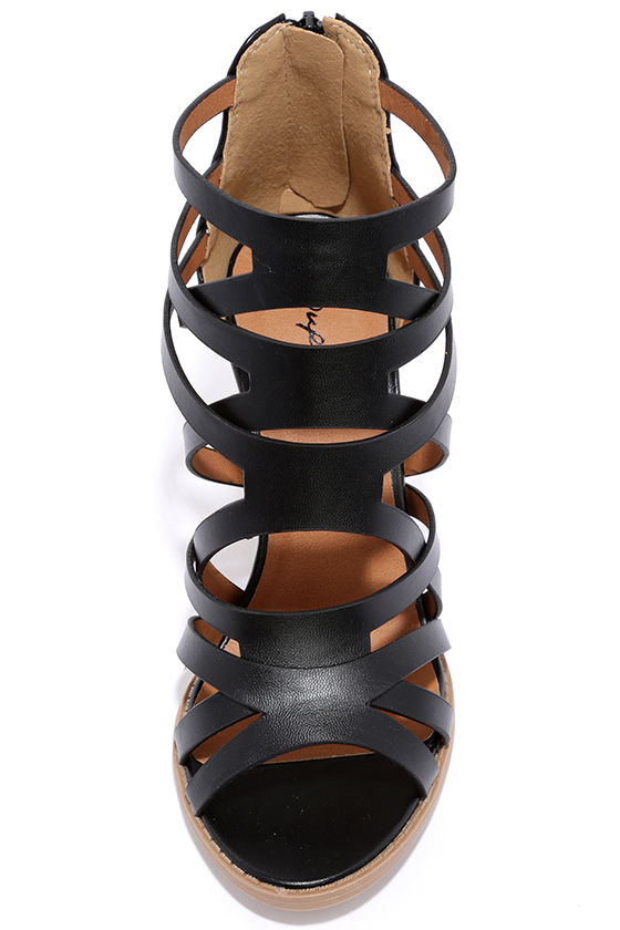 Cute Black Heels - Caged Heels - High Heel Sandals - $37.00