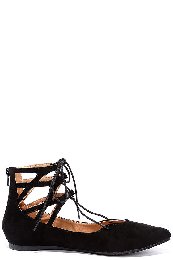 black flats lace up