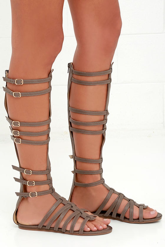 Cool Taupe Sandals - Gladiator Sandals - Vegan Leather Sandals - $34.00