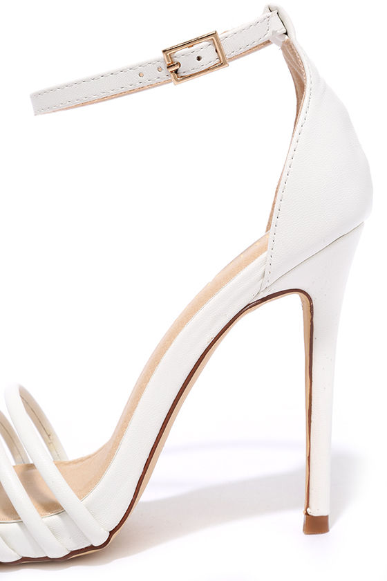 White Single Sole Heels - Ankle Strap Heels - High Heel Sandals - $34.00