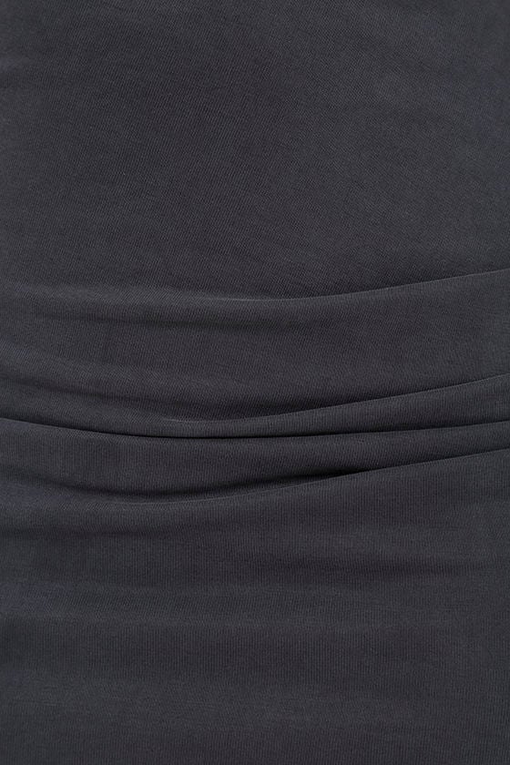 Charcoal Grey Dress - Midi Dress - Wrap Dress